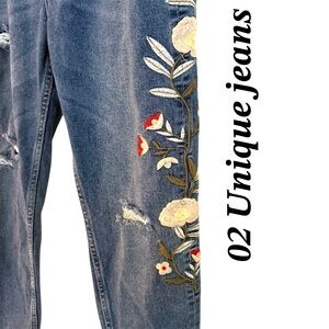 02 Unique embroidery jeans Size XL NOTE these are more like a Medium